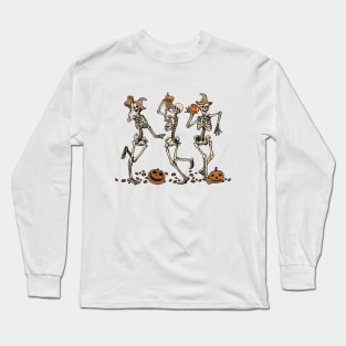 Horror Coffee Skeletons Long Sleeve T-Shirt